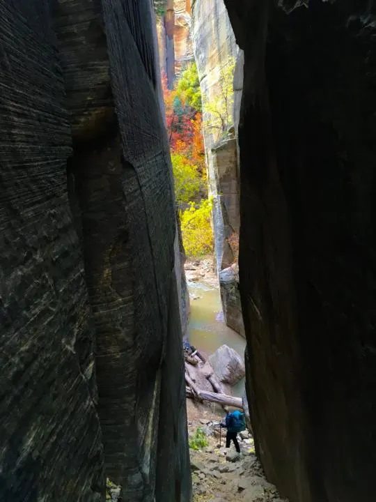 A very tall skinny passage in The Narrows
