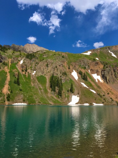 Blue Lake near Telluride, CO, which is one of the best lake hikes in Colorado