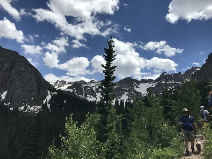on the way up blue lakes hike you will see Mount Sneffels, Gilpin Peak, Dallas Peak 