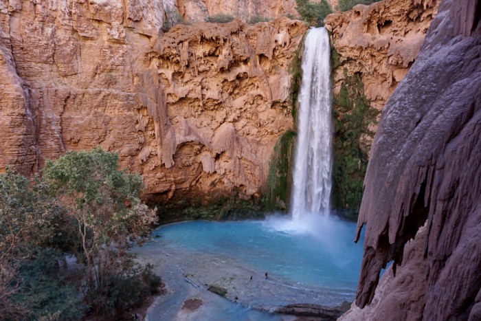 mooney falls on a havasu trip with the cool features of the trail in the shot