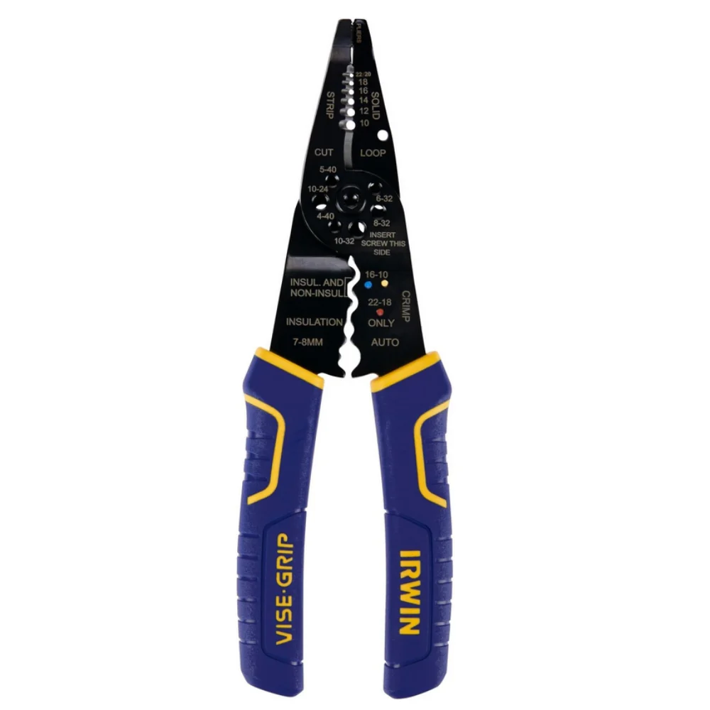 IRWIN VISE-GRIP Wire Stripping Tool Wire Cutter, 8 inch, Cuts 10-22 AWG, ProTouch Grip (2078309)