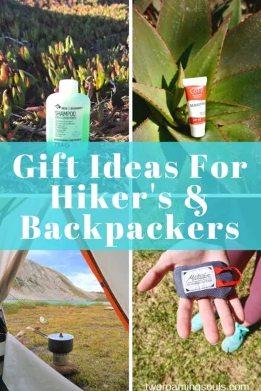 four unique images of gift ideas for hikers and backpackers