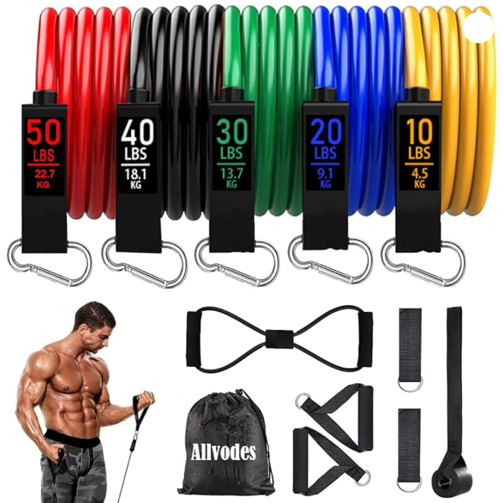  Resistance Bands, Resistance Band Set, Workout Bands, Exercise Bands for Men and Women, Exercise Bands with Door Anchor, Handles, Legs Ankle Straps for Muscle Training, Physical Therapy, Shape Body 
