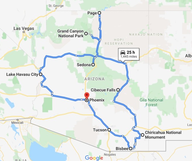 road trip places in arizona