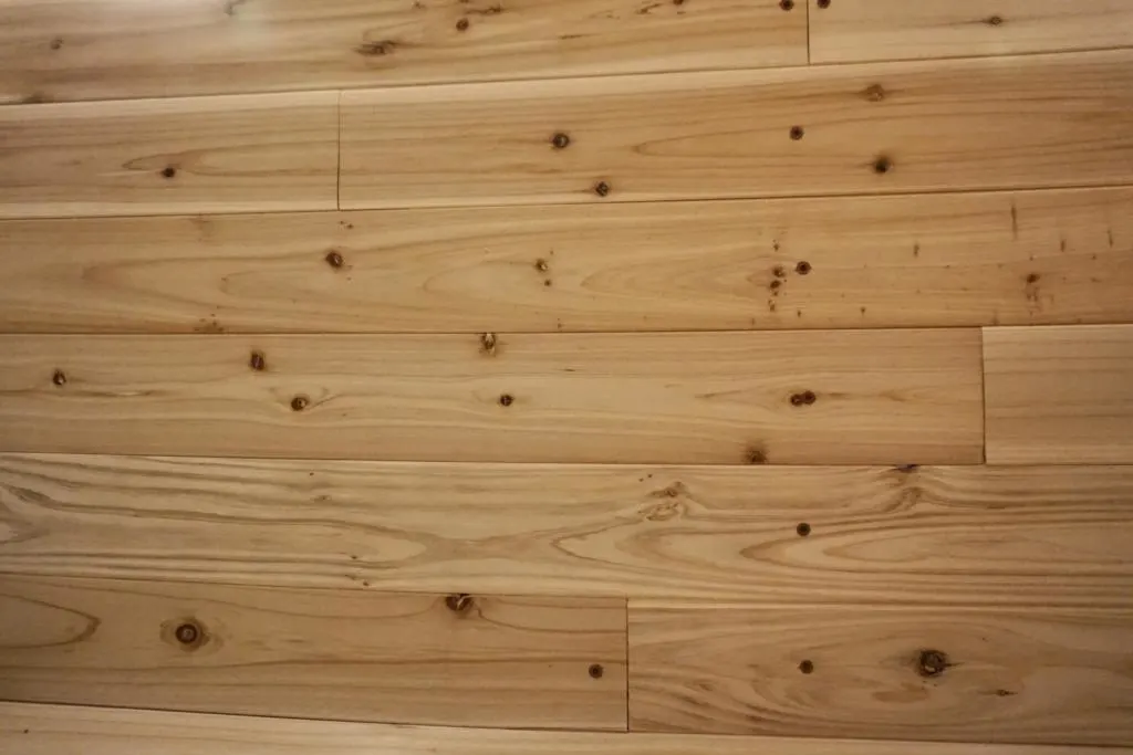 Close up of Cedar ceiling planks