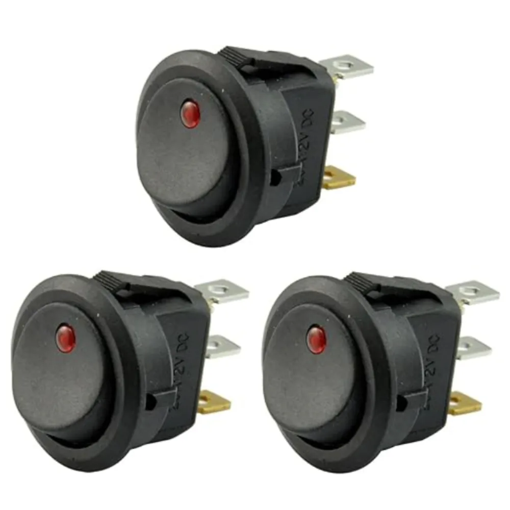  AutoEC New 3pc Car Truck Rocker Toggle LED Switch Red Light On-Off Control 12V 