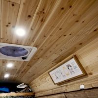 Our campervan cedar ceiling