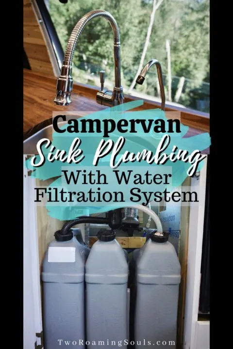 Campervan sink plumbing with water filtration pin