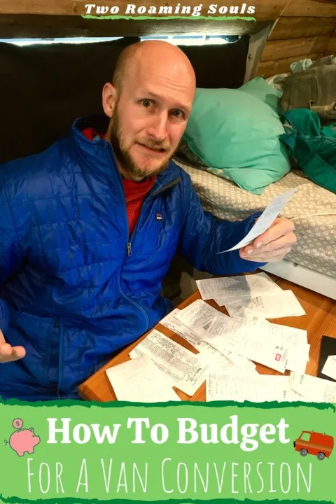 jake holding receipts in his hand wondering how we are going to budget for vanlife