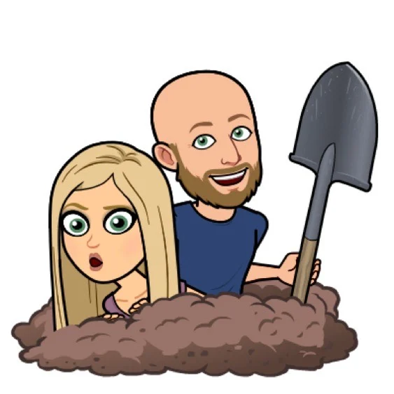 A bitmoji of Jake and Emily Digging A Hole