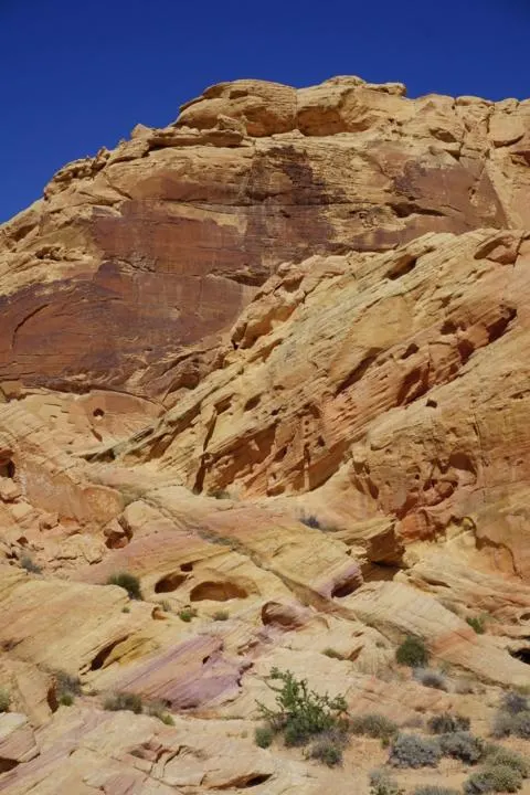 Rainbow colored rocks along Rainbow Vista Trail In Valley Of Fire State Park