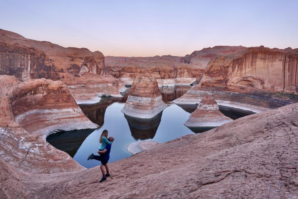 Emily jumping into Jakes Arms with excitement that we made it to reflection canyon