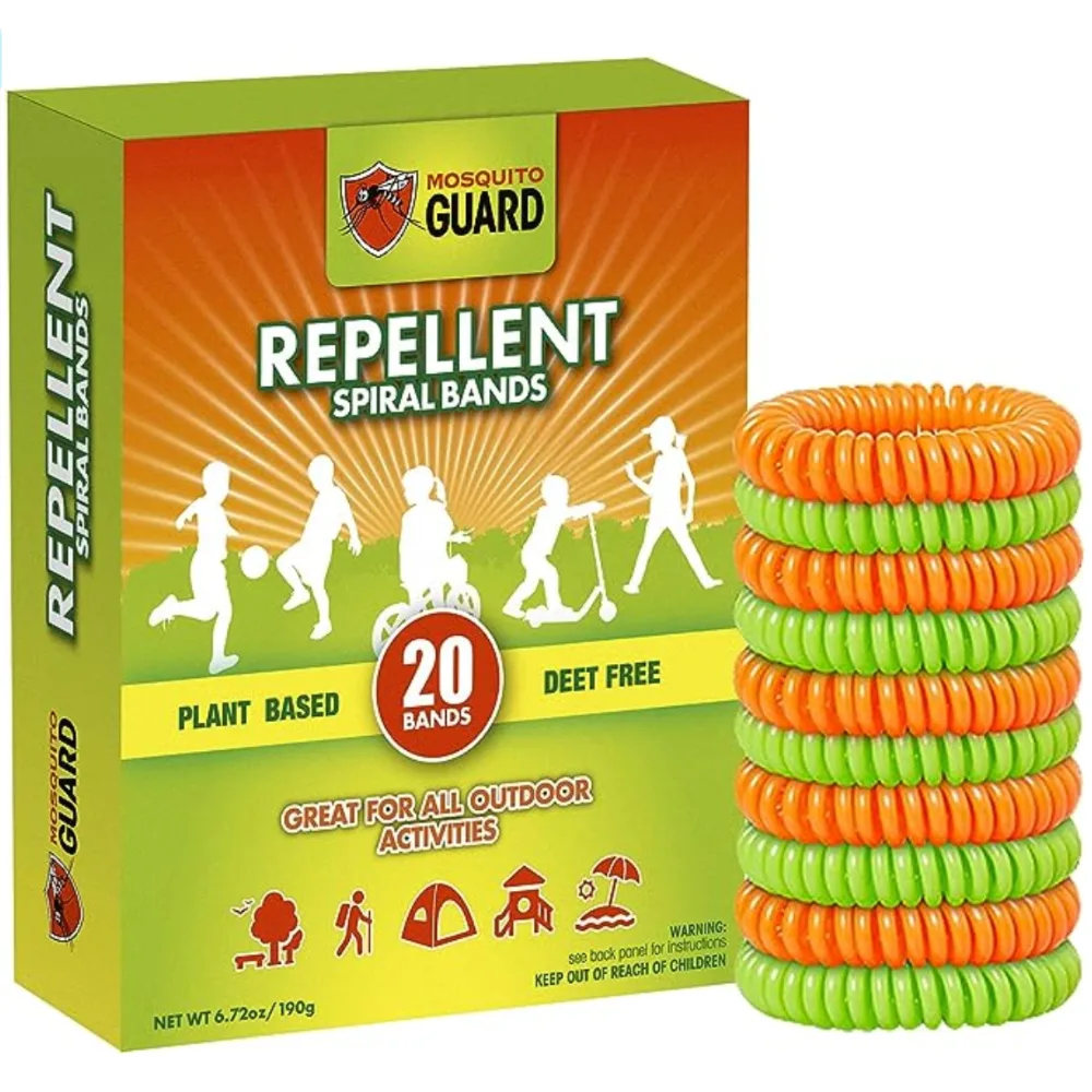  Mosquito Guard 20 Individually Wrapped Mosquito Repellent Bracelets for Kids - Plant Based DEET Free Mosquito Bands - Mosquito Repellent Outdoor Patio 