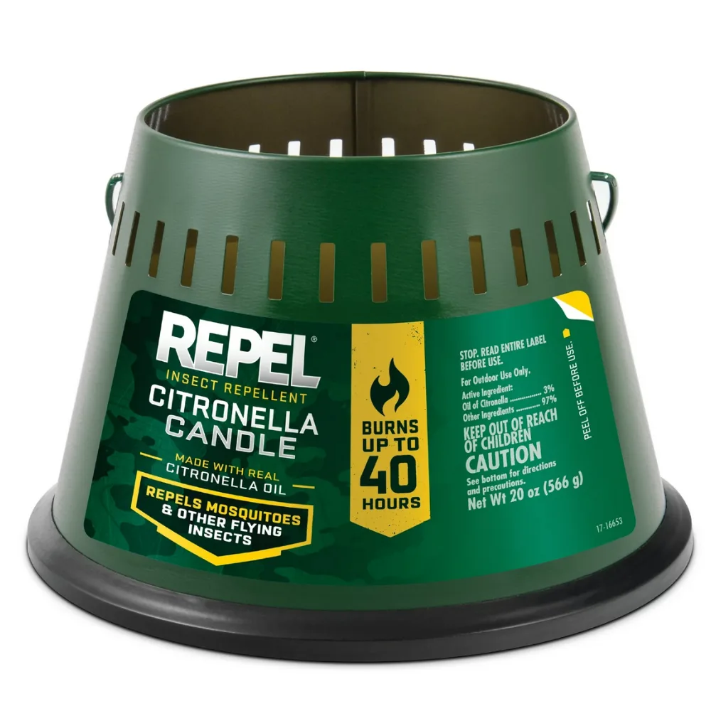 Repel Insect Repellent Triple Wick Citronella Candle, Green
