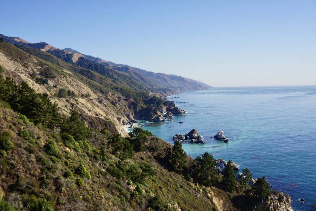 View of the ocean and the shore Along The Pacific Coast Highway