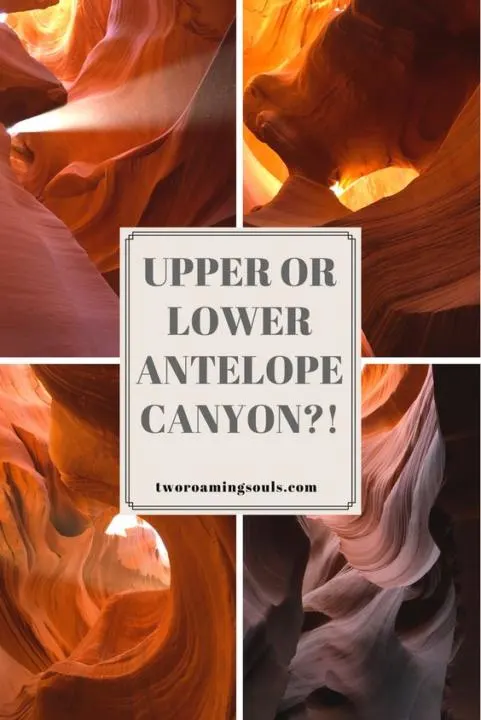 5 unique photos of lower antelope canyon in a pinterest pin