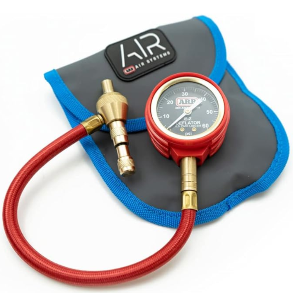  ARB ARB600 E-Z Deflator Kit 10-60 PSI 0-4 BAR Tire Pressure Gauge Rapid Air Down for Offroad Include Recovery Gear Pouch 