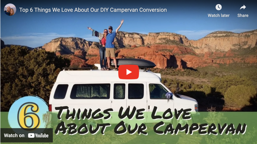 screenshot of Two Roaming Souls Youtube Video - 6 Things We Love About Our Campervan