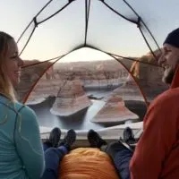 Jake and Emily Backpacking Reflection Canyon Tent Photo