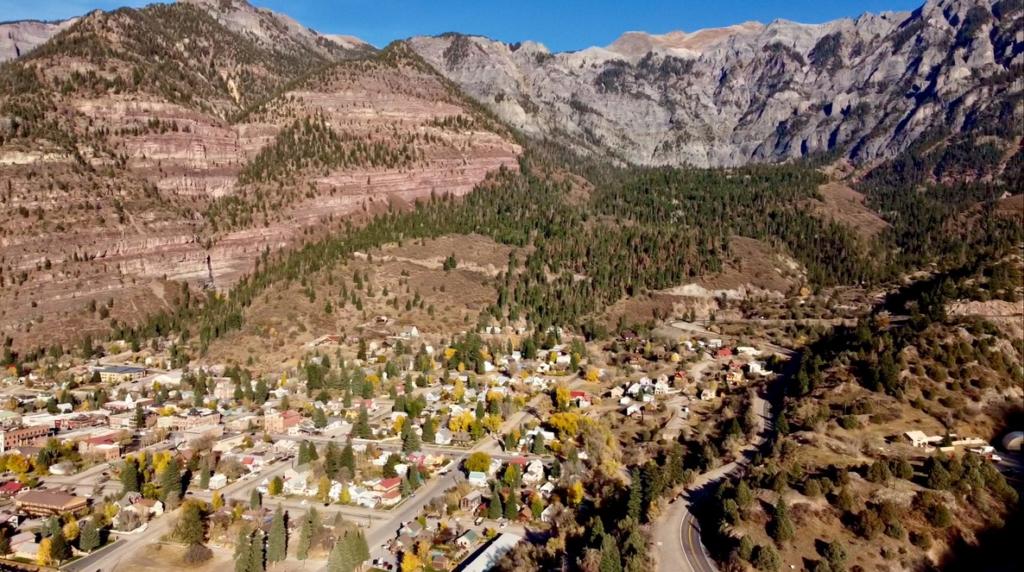 aerial view of Ouray, CO