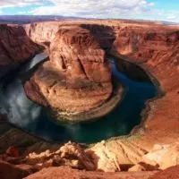wide angle lense view at horseshoe bend overlook