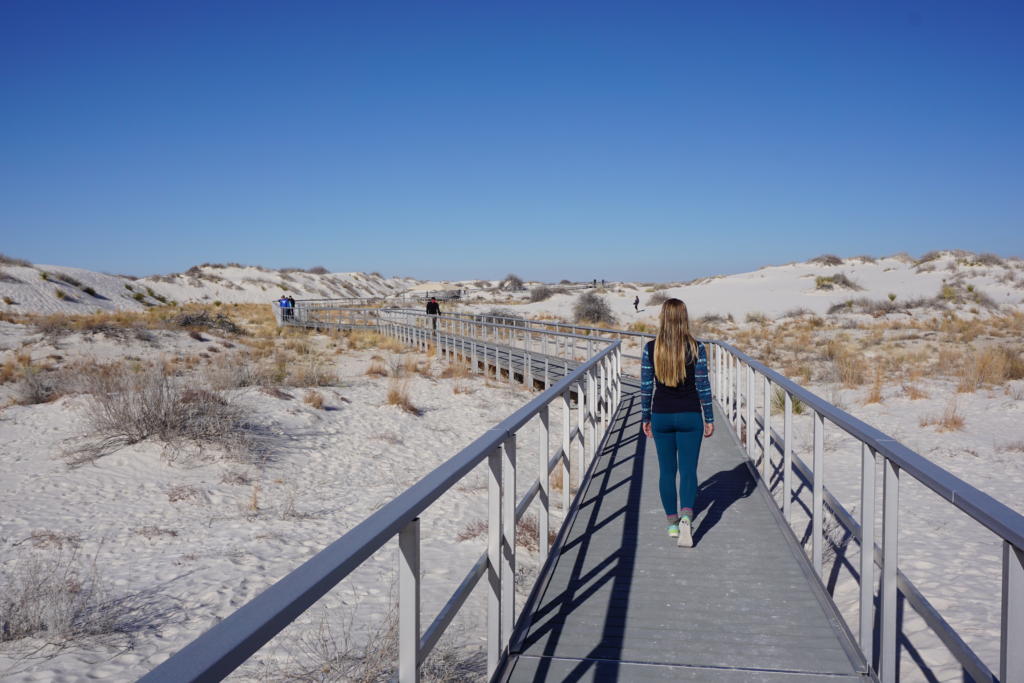 A Girl Walking On The Interdune Trail in White Sands National Park