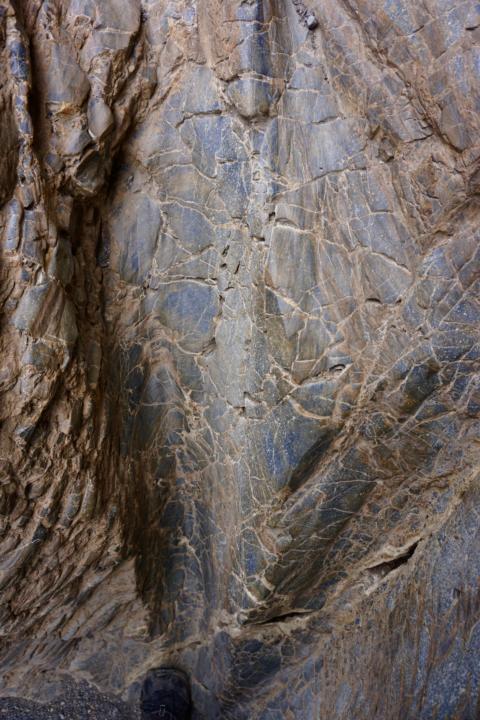 Slippery rocks in Mosaic Canyon