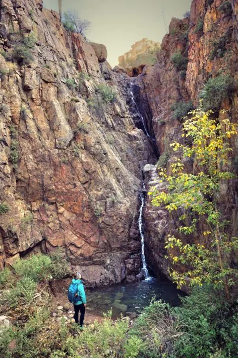Aravaipa Canyon waterfall off the side of the trail