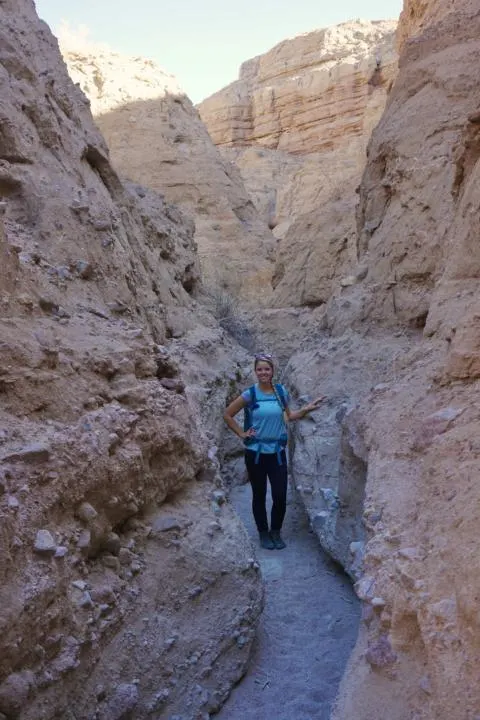 Emily in the upper section of the Ladder Canyon slot canyon