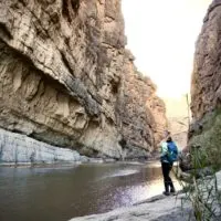 A girl (Emily) standing in the Santa Elena Canyon in Big Bend National Park