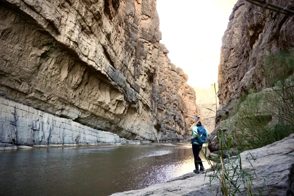 A girl (Emily) standing in the Santa Elena Canyon in Big Bend National Park