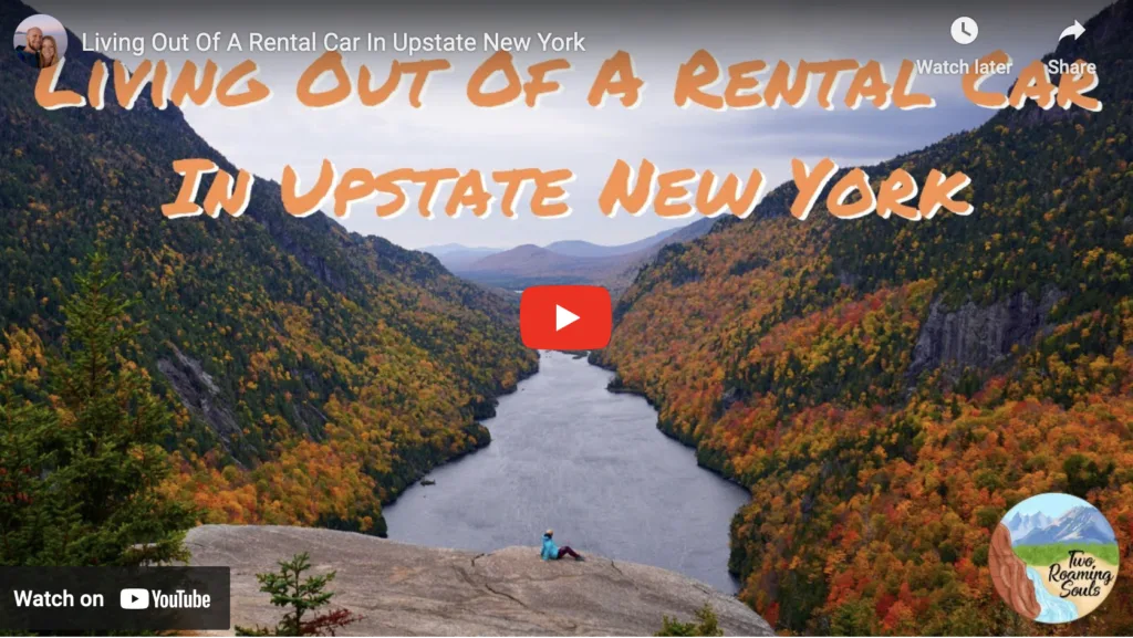 screenshot of Two Roaming Souls Youtube Video: Living out of a rental car in upstate new york