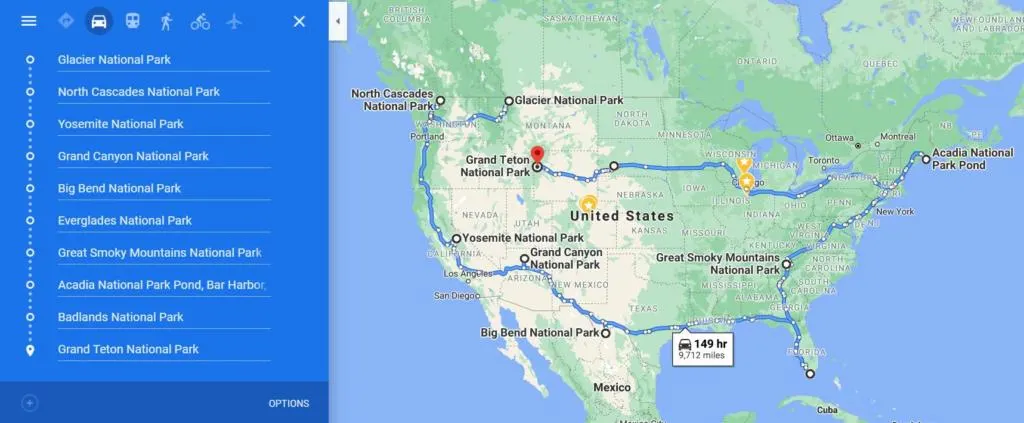 Pinning out where you want to travel with google maps