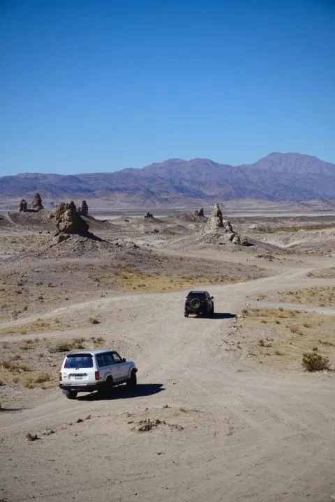 A pair of SUV's off-roading at Trona Pinnacles, Best Fridges For Off-Roading