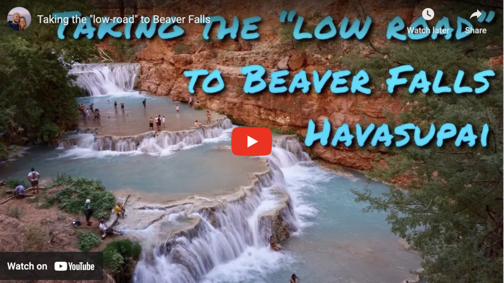 Screenshot of Two Roaming Souls Youtube video on Taking The Low Road To Beaver Falls Havasupai