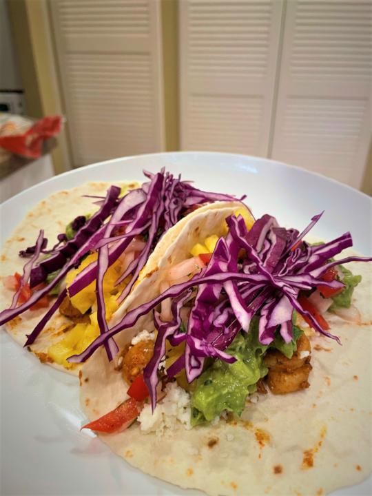 Homemade Shrimp Tacos which are one of the best ways to do Maui on a budget