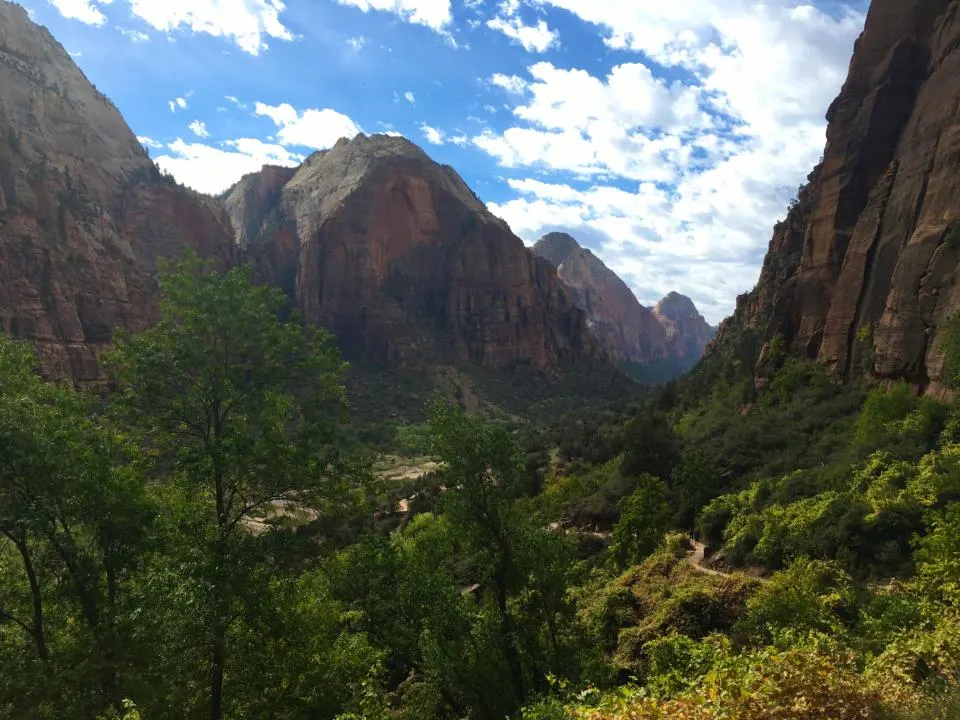a view from angel's landing trail, which is one of the best hikes in utah