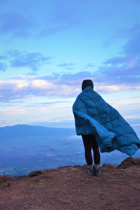 On The Top Of A Mountain with The Best Down Puffy Blanket - Get Out Gear Review