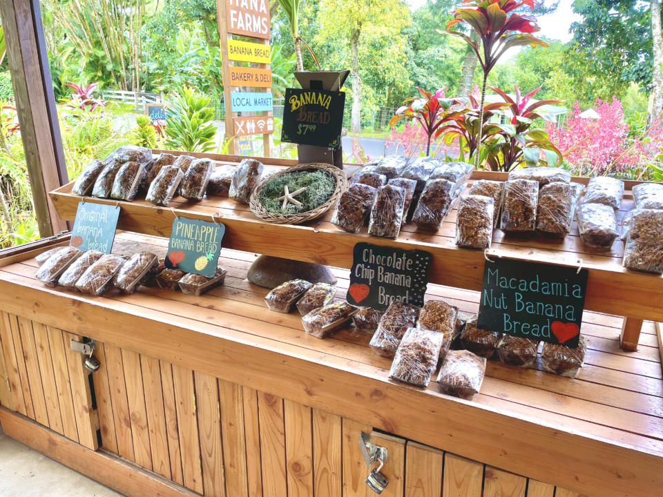 Some local homemade breads for sale at the Hana Farms Roadside Stand.