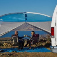 Using the bug net, canopy sunshade to stay cool in summer vanlife