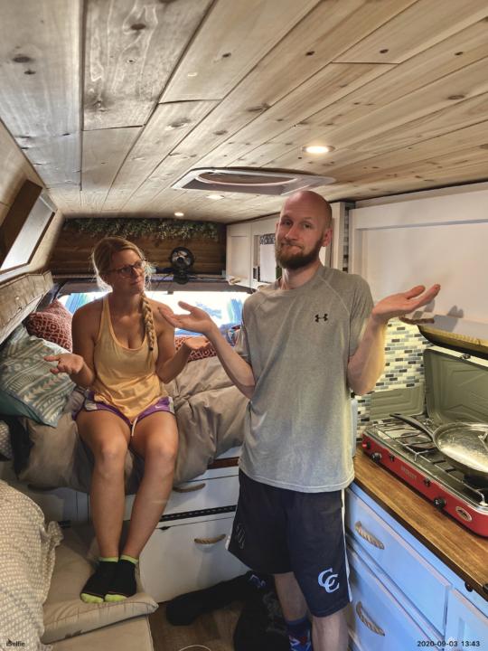 Jake and Em wondering what it's really like living in a van