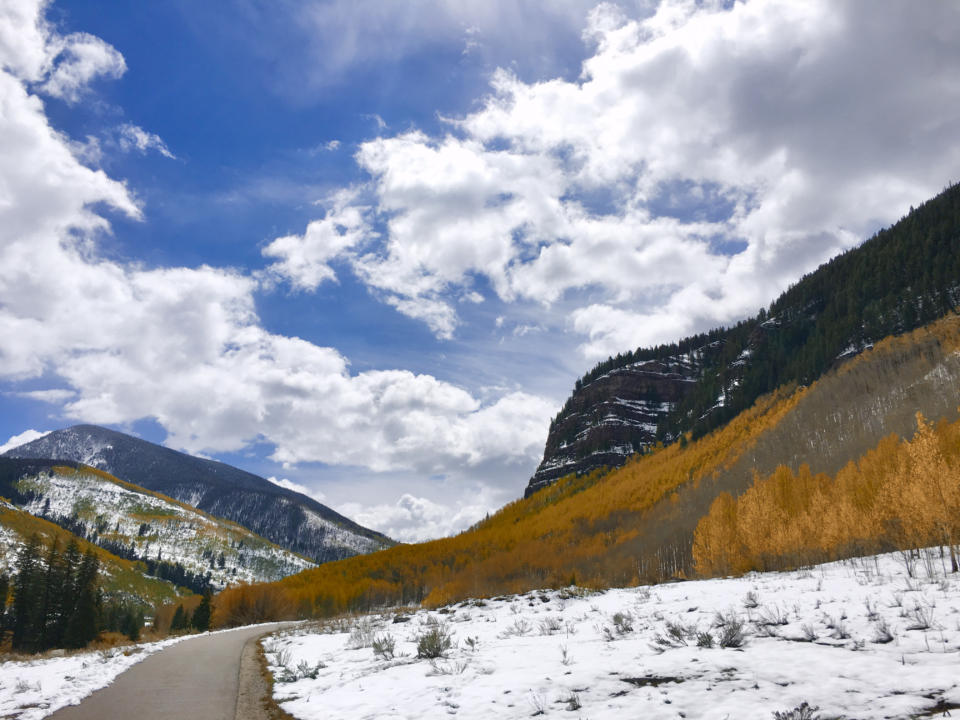 Gore Valley Trail in East Vail is one of the best fall hikes in vail to see autumn foliage.