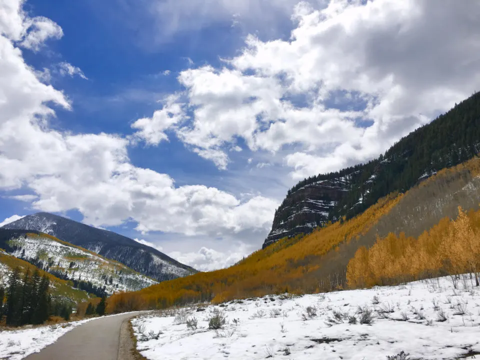 Gore Valley Trail in East Vail is one of the best fall hikes in vail to see autumn foliage.
