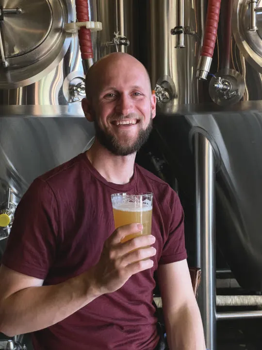 Jake goes straight from trail to brewery in his Unbound Merino t-shirt.