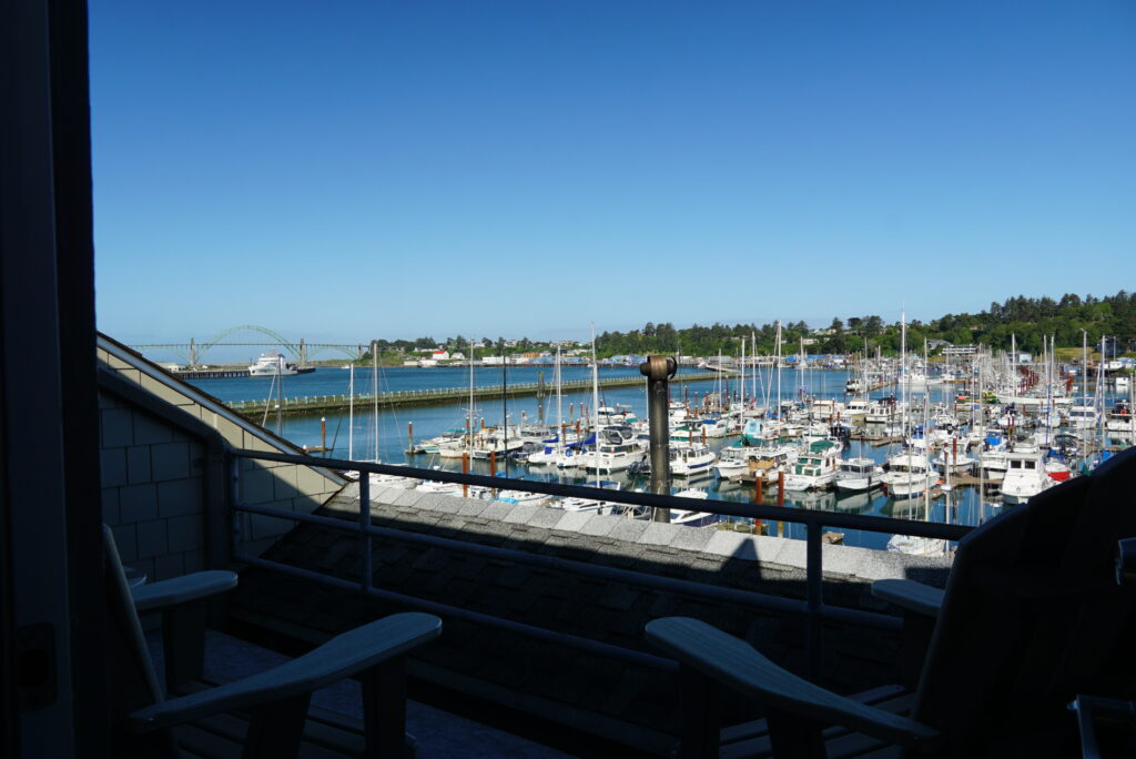 Embarcadero Resort views from the patio in Newport, OR