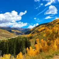 Vail Colorado with Aspens changing in the fall.