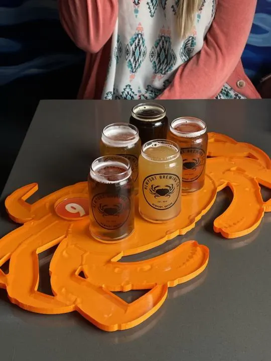 The cute crab flight at Newport Brewing Company which is one of the tops things to do in Newport, OR