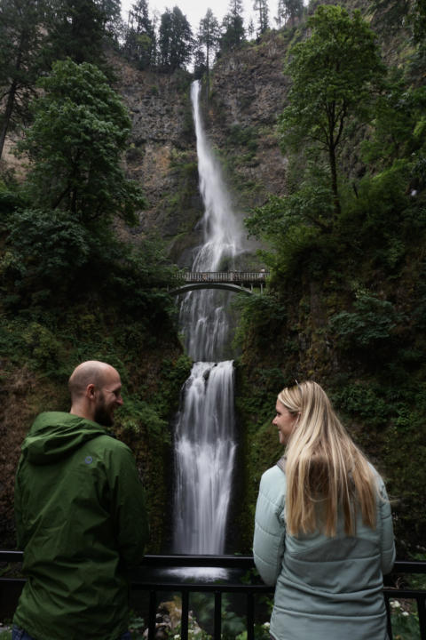 a view of Multnomah Falls on a Day trip from portland to mt hood and hood river