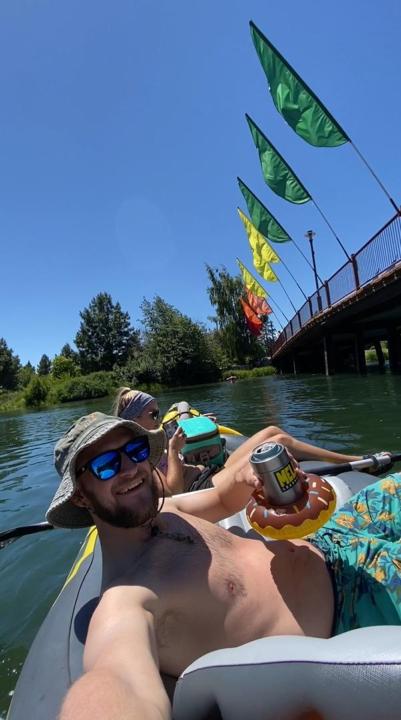 Jake and Emily Floating The Deschutes River in Bend, OR
