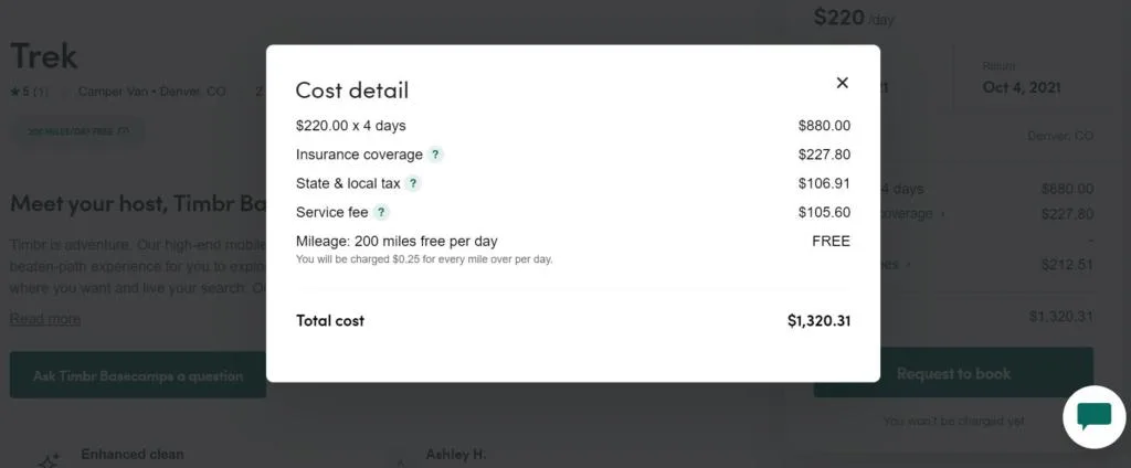 The add-on costs which will help you determine how much does it cost to rent a campervan